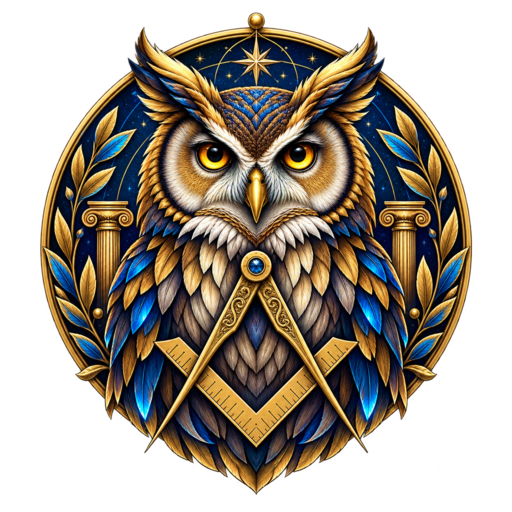 Historic illuminated Masonic owl emblem